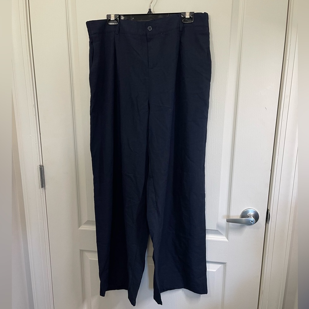 Airmenty women’s  2XL Navy Blue Trouser Pants Elastic Waist Drawstring (sku335)